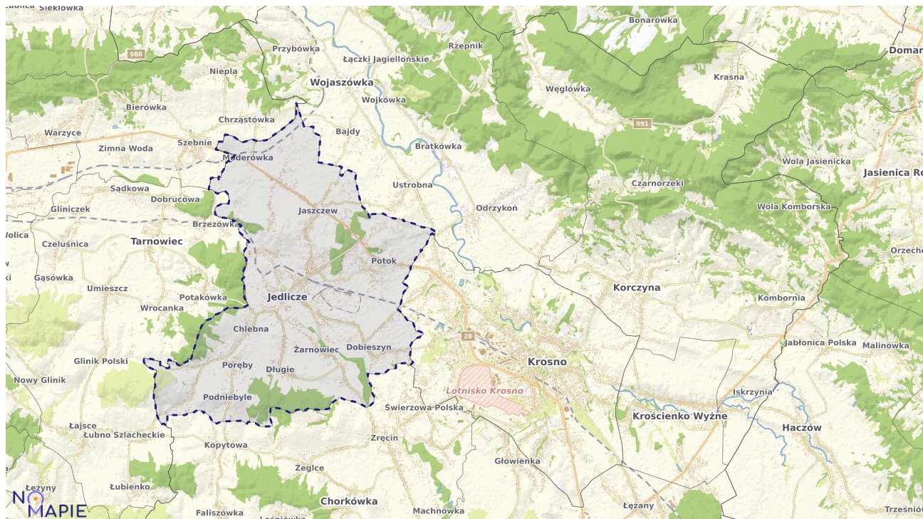 Mapa obszarów ochrony przyrody Jedlicza